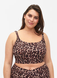 Bikinitopp med tryck och justerbara axelband, Autentic Leopard, Model