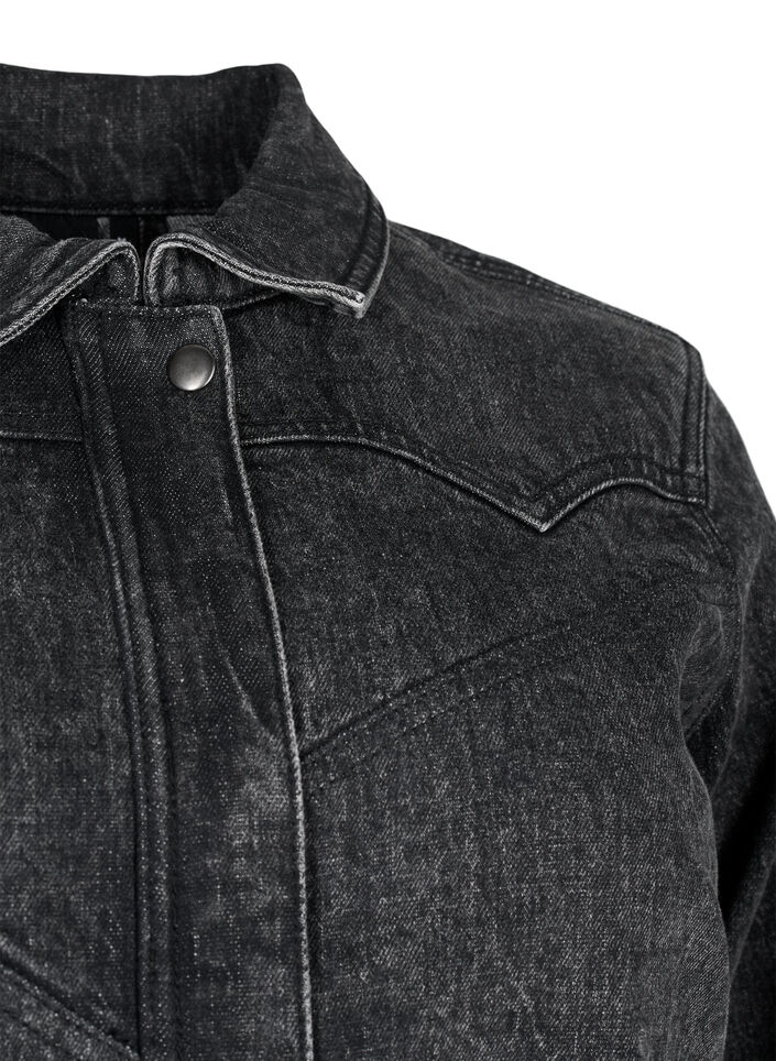 Jeansjacka med dold dragkedja, Dark Grey Denim, Packshot image number 2