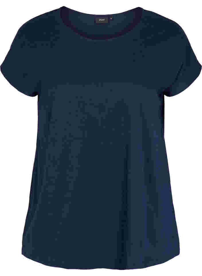 T-shirt i bomullsmix, Navy Blazer, Packshot image number 0