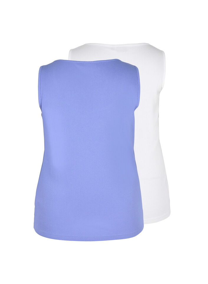 2-pack ribbad bas-tanktop , Ultramarine/White, Packshot image number 1