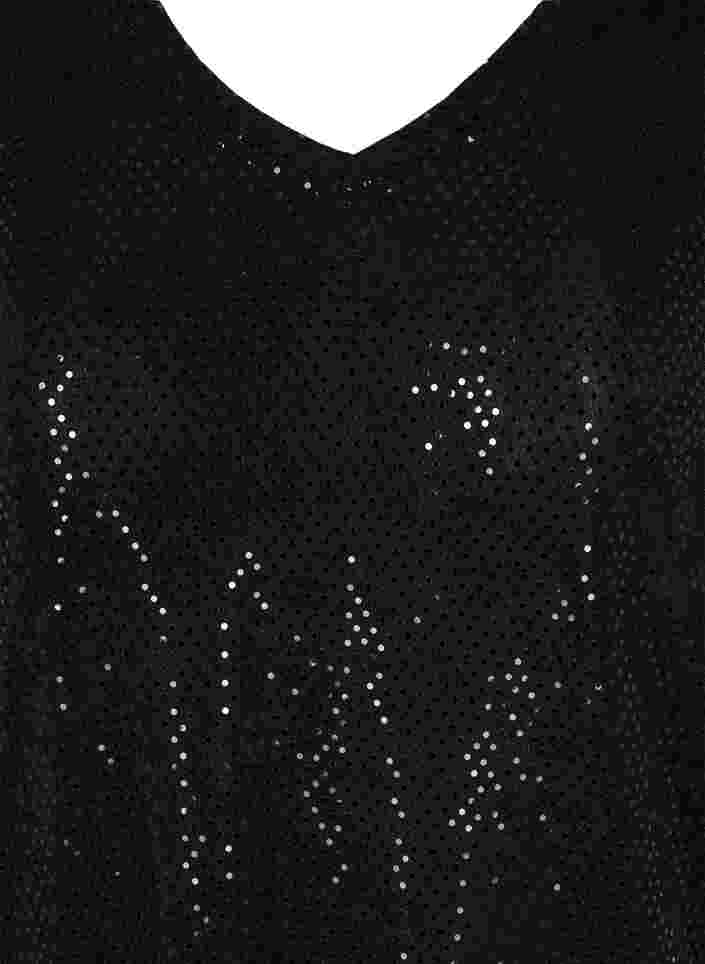 V-ringad blus med glitter, Black, Packshot image number 2