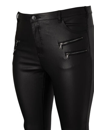 Coated Amy-jeans med dragkedjedetalj, Black, Packshot image number 3
