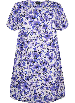 Klänning med mönster och korta ärmar, Purple Small Flower, Packshot image number 0