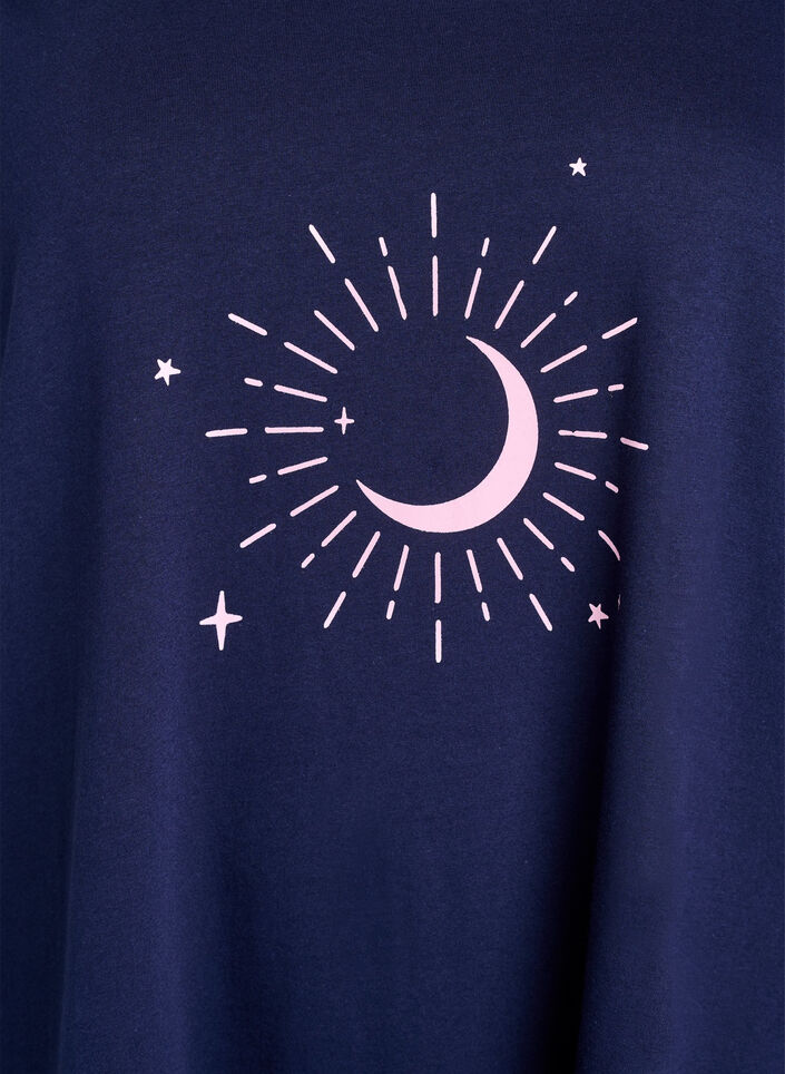 Kort&auml;rmat nattlinne i ekologisk bomull, Bl&aring;, Packshot image number 2