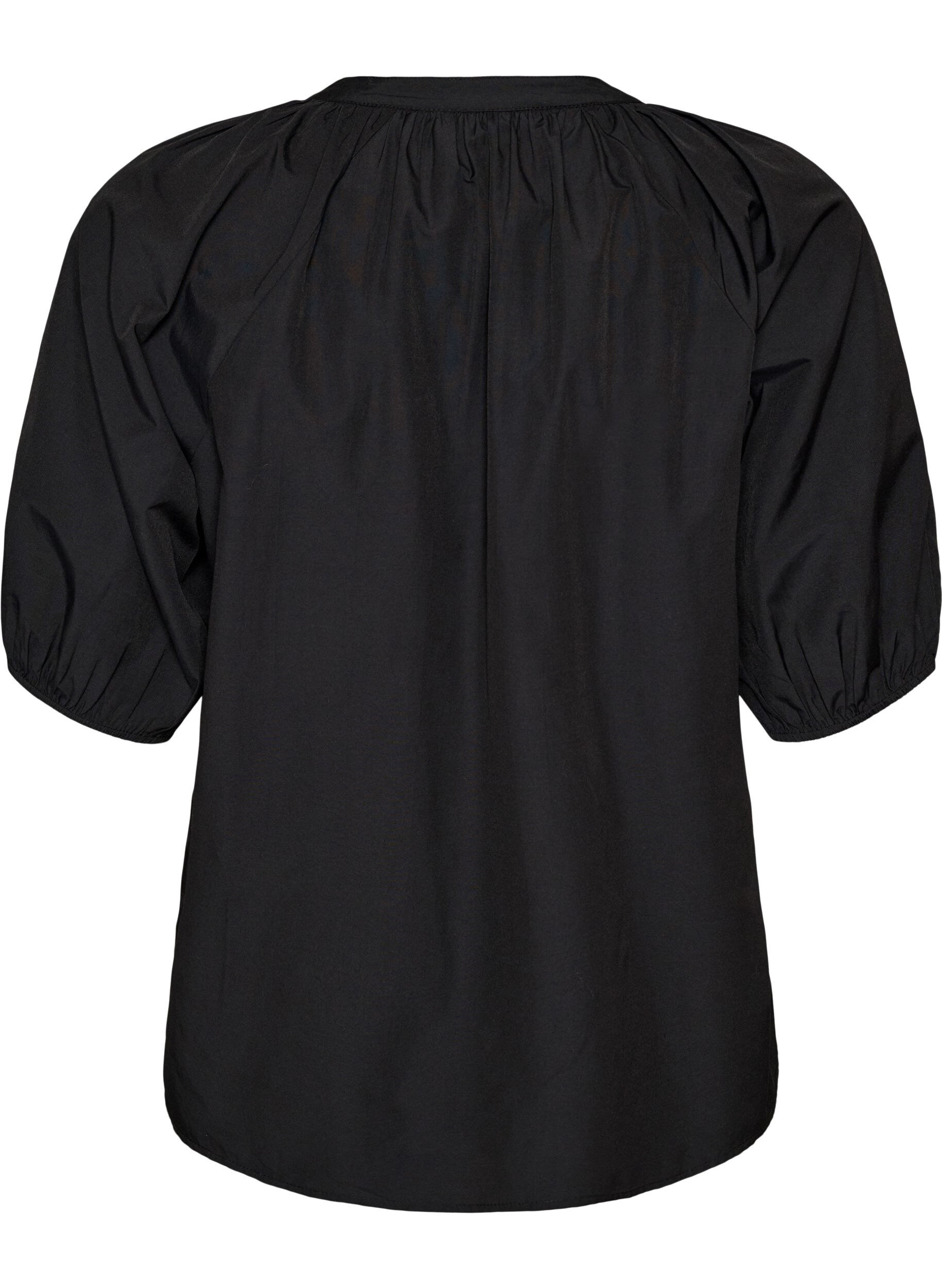 ZizziSkjortblus med kn&auml;ppning och knytsk&auml;rp, Svart, Packshot image number 1