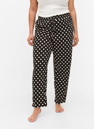 Pyjamasbyxor i bomull, Black W. Angora Dot, Model image number 1