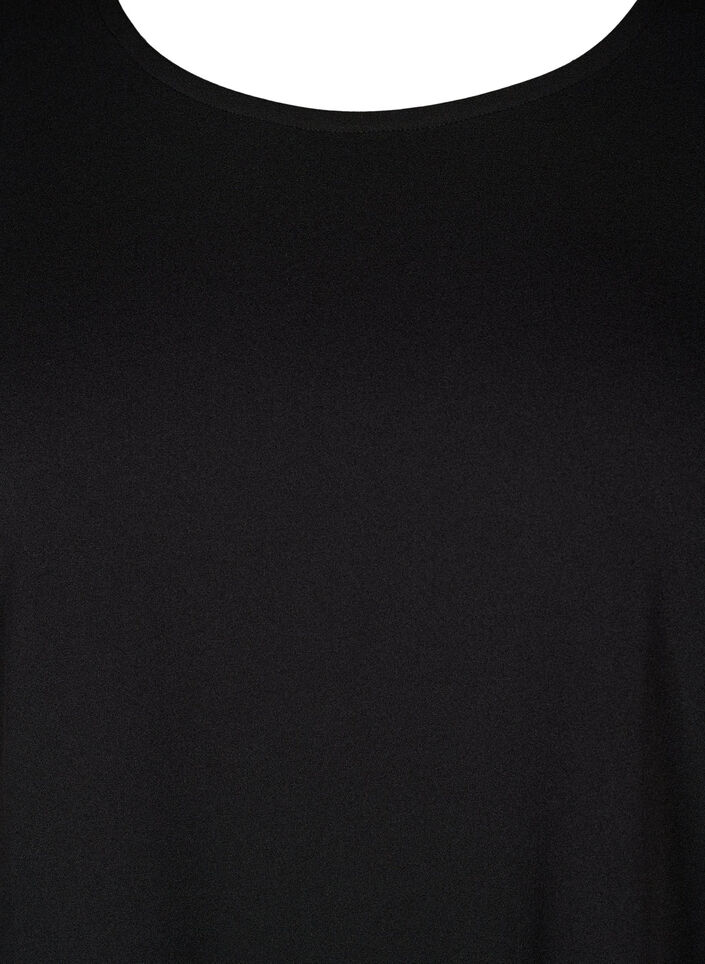 FLASH – Kort klänning med A-linjeform och trekvartsärmar, Svart, Packshot image number 2