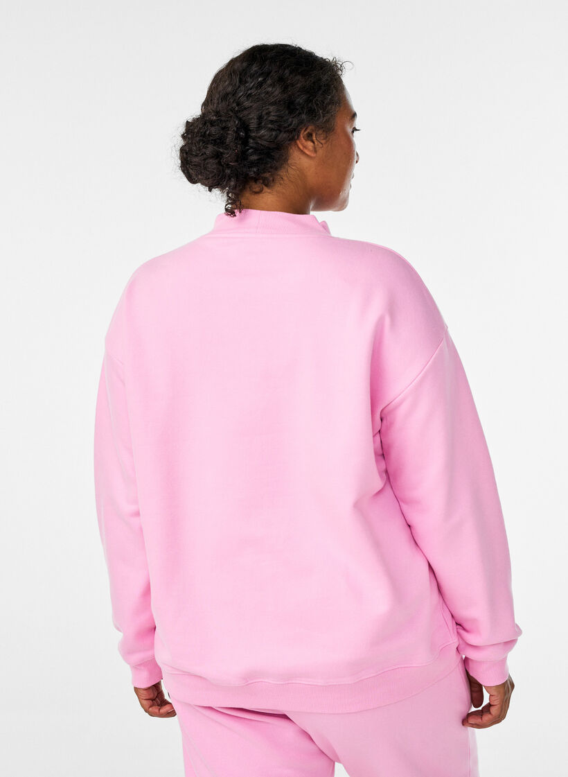 Sweatshirt med h&ouml;g hals och l&aring;nga &auml;rmar, Rosa, Model image number 2