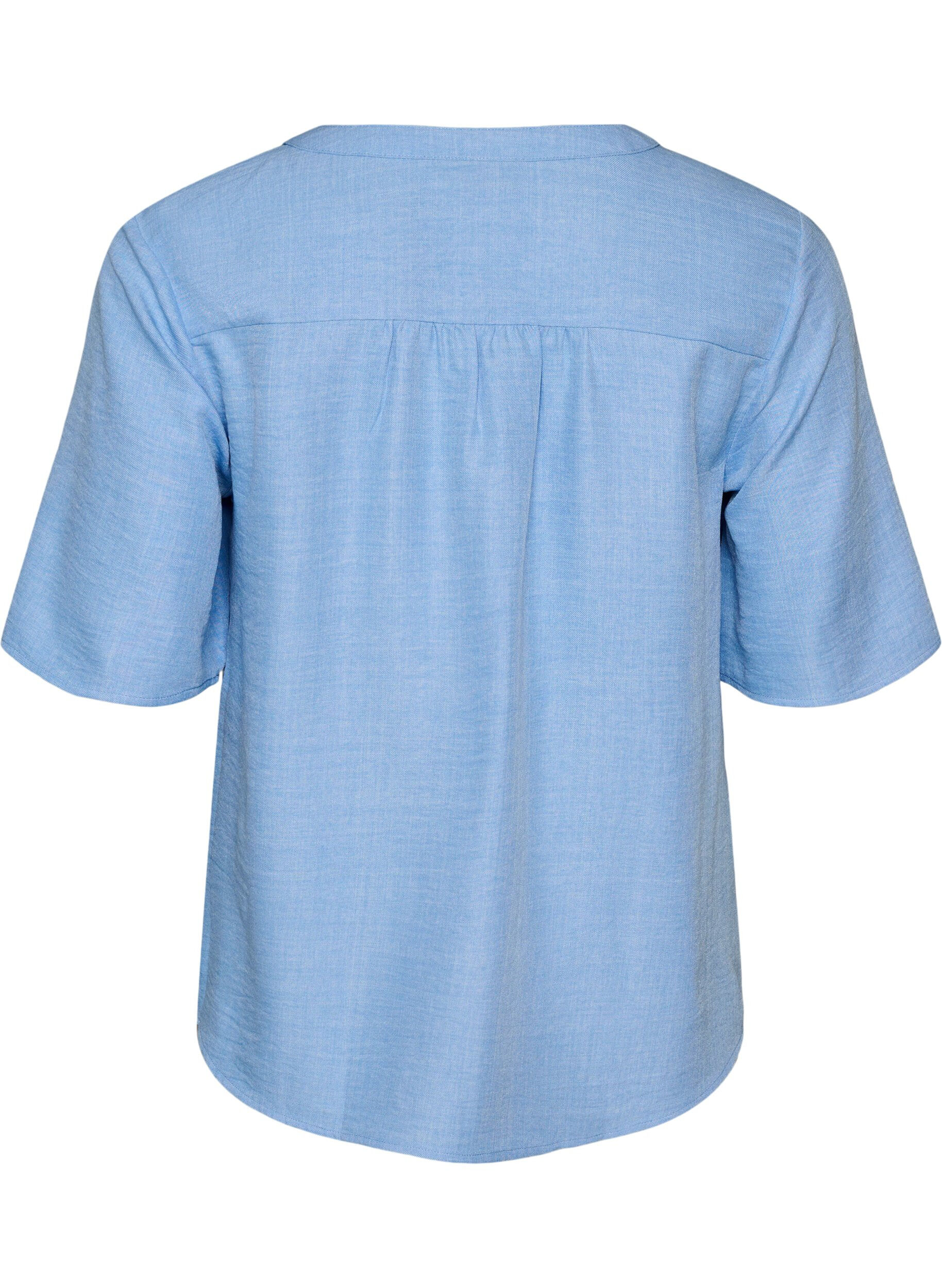 ZizziV-ringad skjortblus med korta &auml;rmar, Bl&aring;, Packshot image number 1