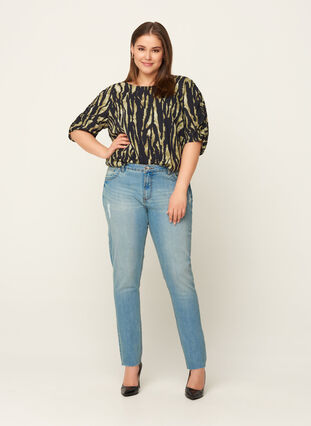 Extra slim Sanna jeans med slitning, Light blue denim, Model image number 0