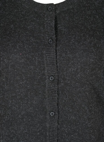 Kort, melerad stickad cardigan med knappar, Black, Packshot image number 2