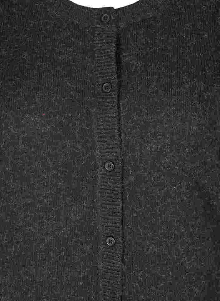 Kort, melerad stickad cardigan med knappar, Black, Packshot image number 2