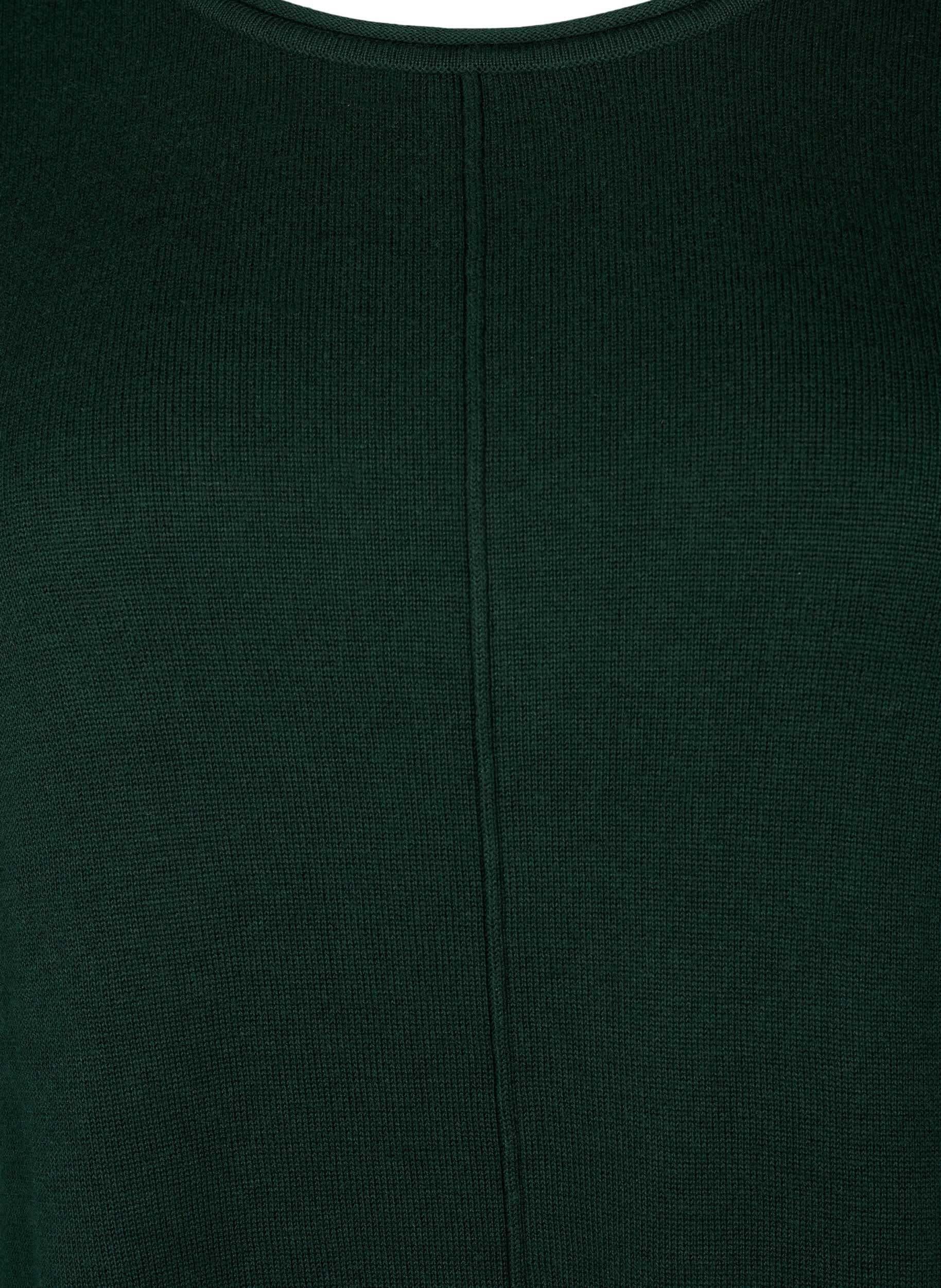 Zizzi Stickad blus i bomull-viskosblandning, Gr&ouml;n, Packshot image number 2