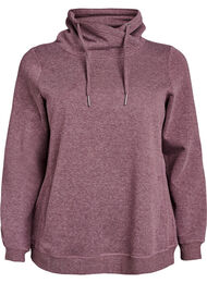 Sweatshirt med h&ouml;g krage och fickor, R&ouml;d