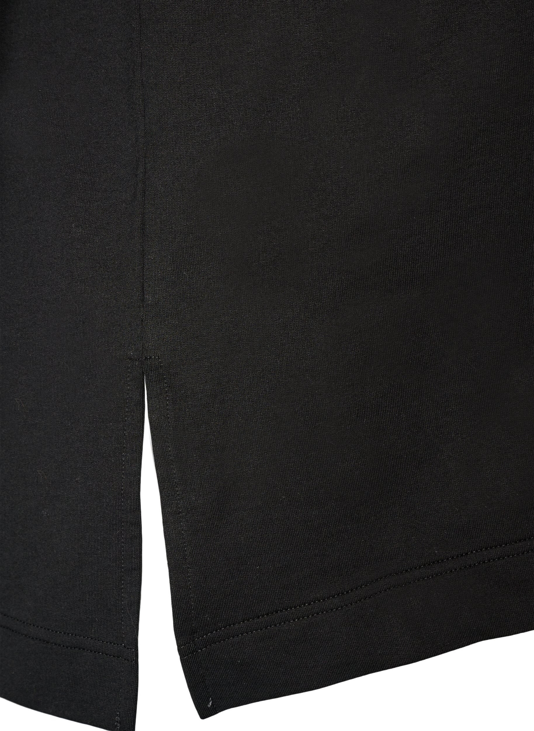 Zizzi Active t-shirt med l&ouml;s passform och broderat statement, Svart, Packshot image number 3