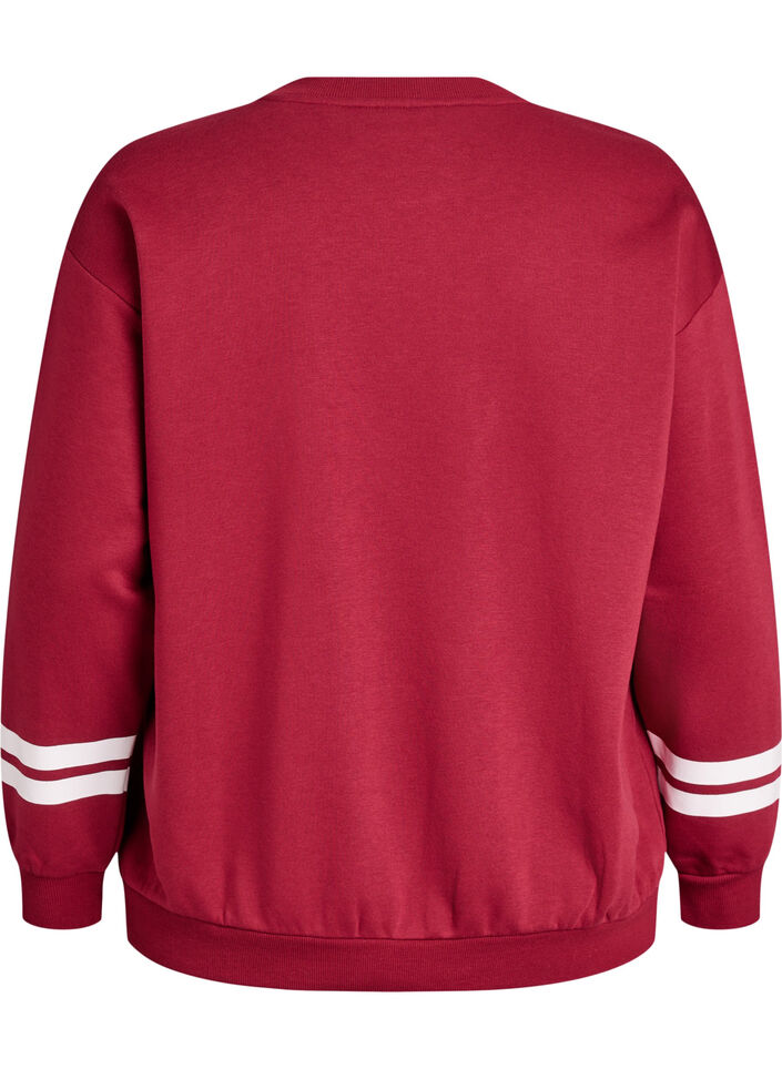 Sweatshirt med statementdetalj, R&ouml;d, Packshot image number 1