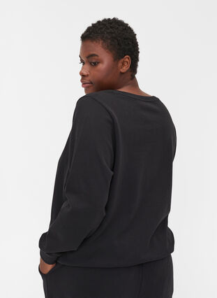 Cool sweatshirt med tryck, Black, Model image number 1