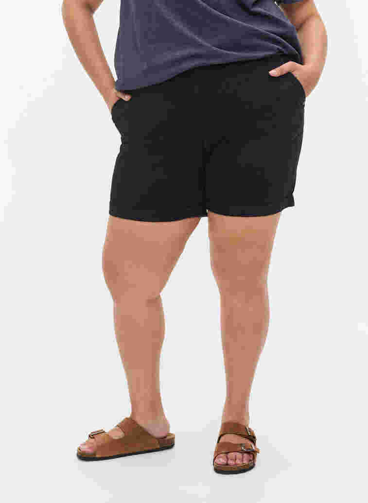 Shorts i bomull med fickor, Black, Model image number 2