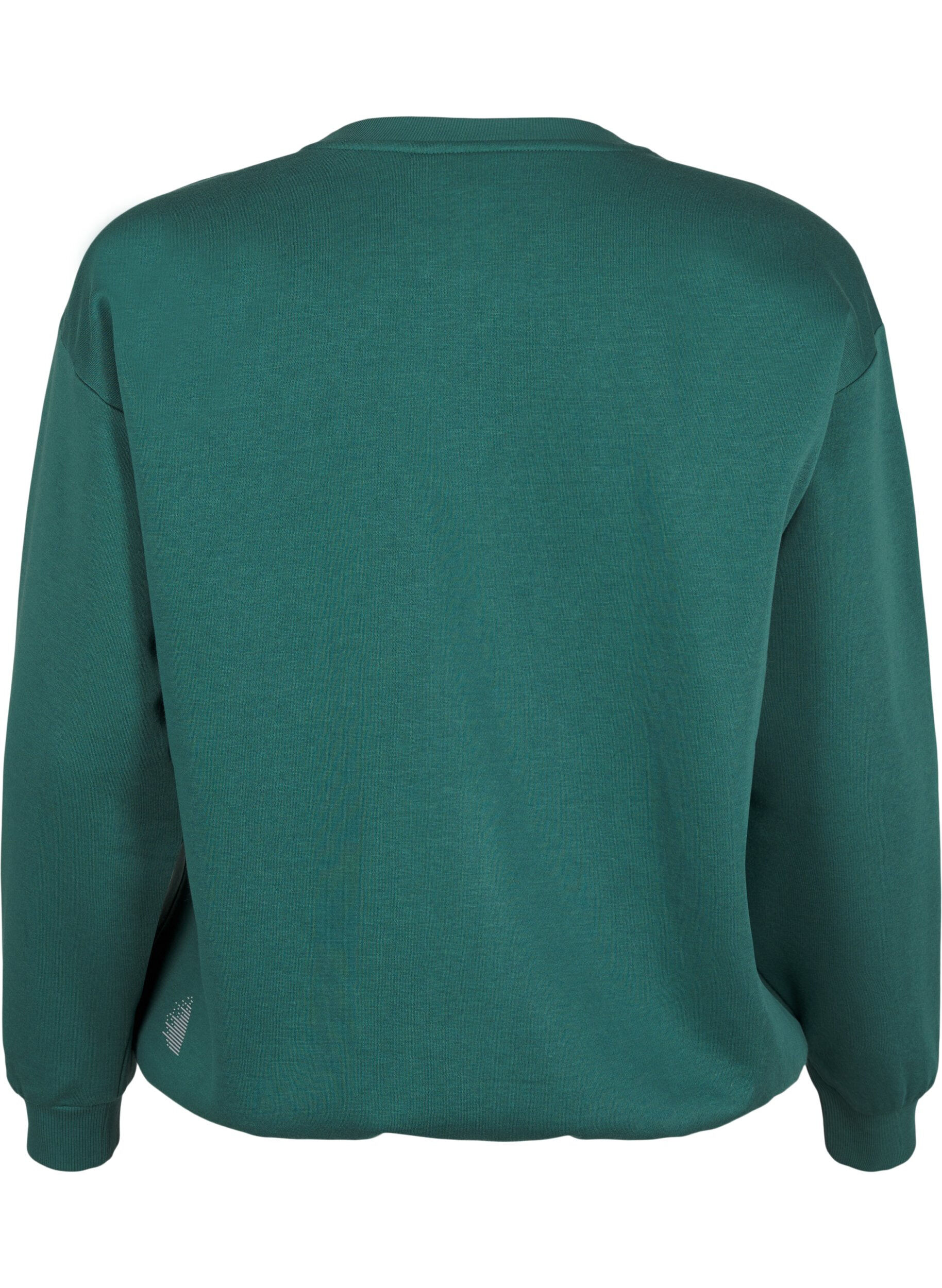 Zizzi Sweatshirt med frott&eacute;text, Gr&ouml;n, Packshot image number 1
