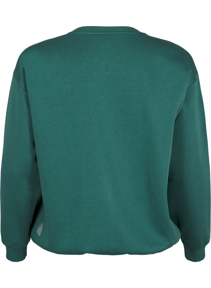 Sweatshirt med frott&eacute;text, Gr&ouml;n, Packshot image number 1