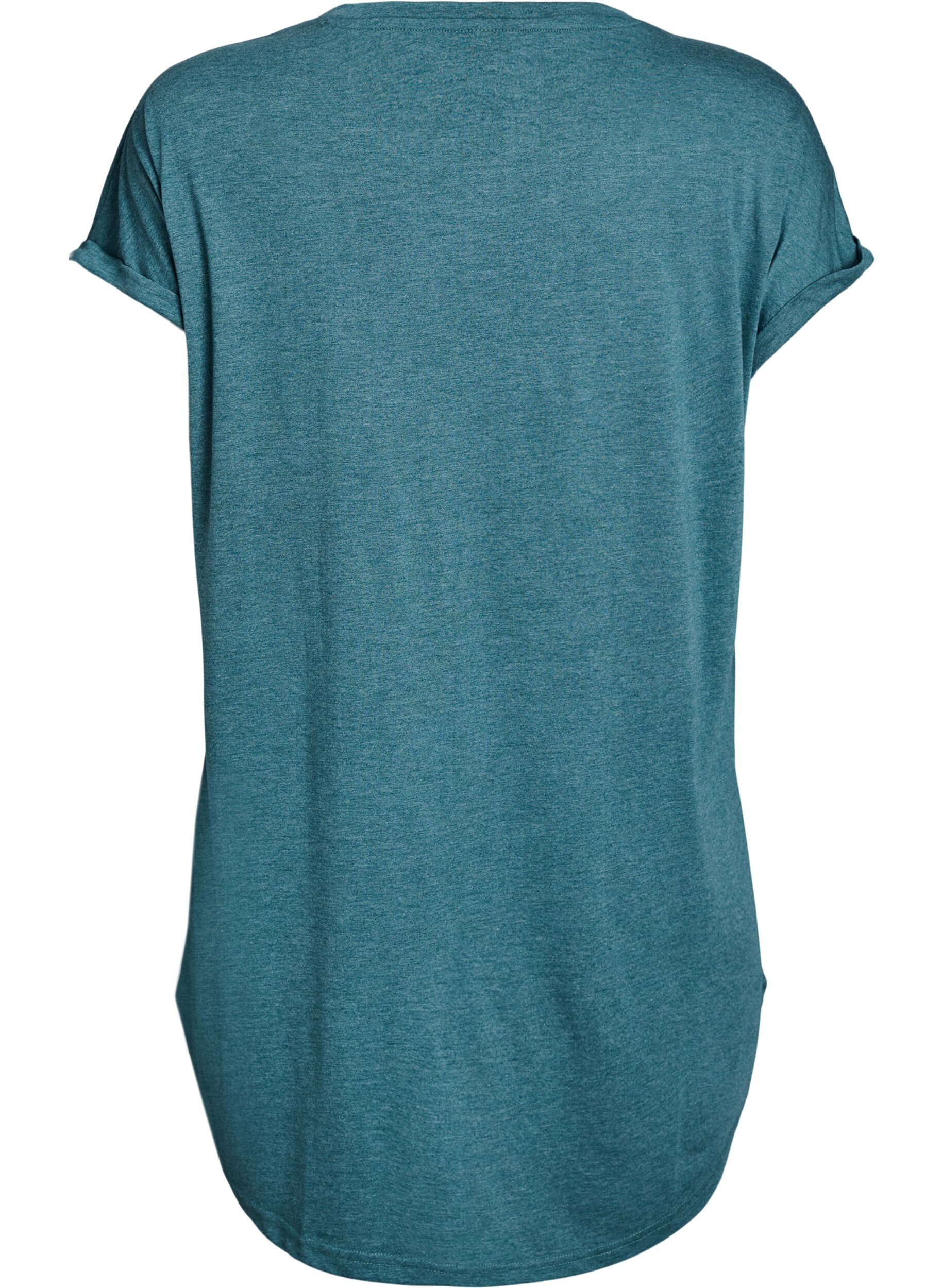 Zizzi Kort&auml;rmat nattlinne med texttryck, Gr&ouml;n, Packshot image number 1