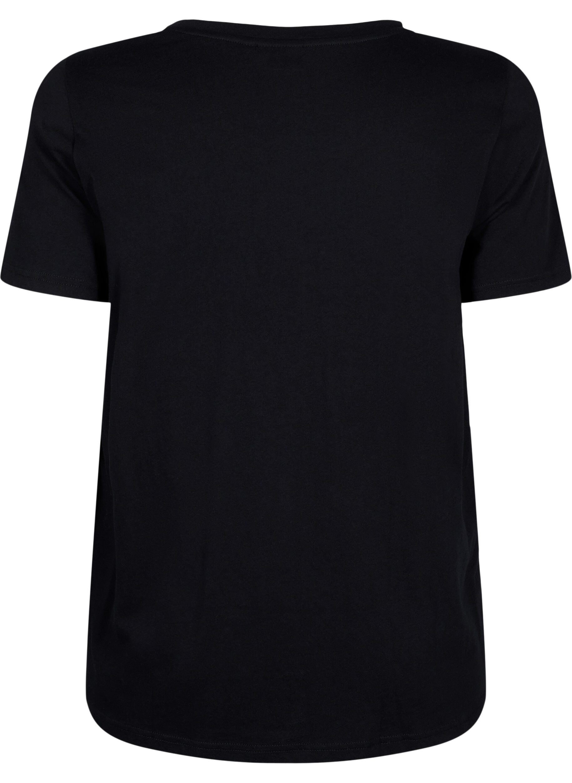Zizzi T-shirt med strass, Black W. Rhinestones, Packshot image number 1