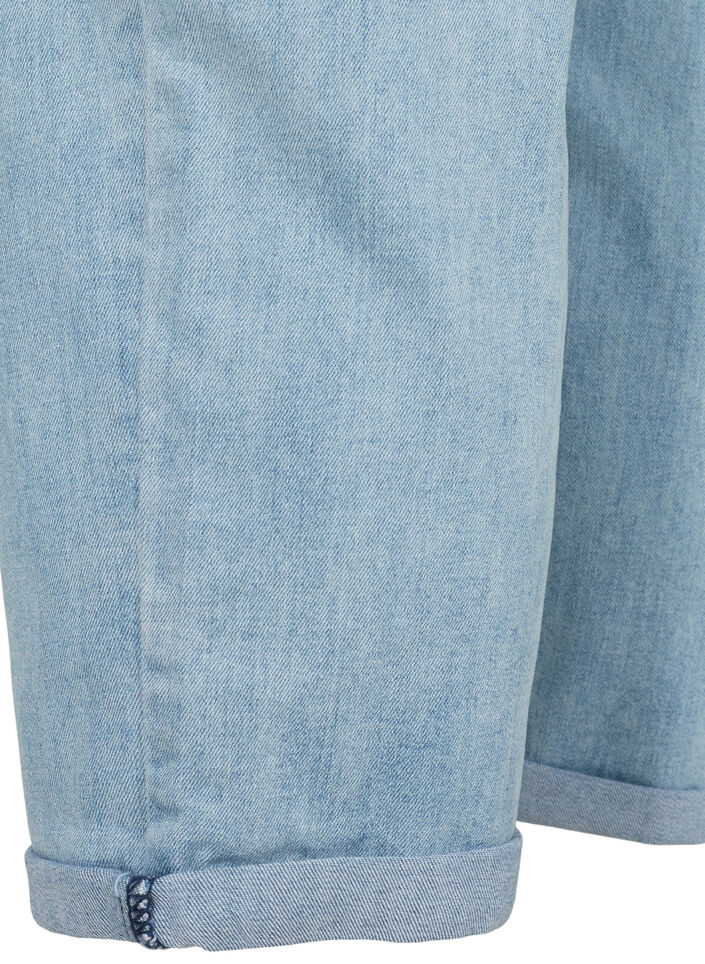 Croppade jeans med uppvikta ben och h&ouml;g midja, Bl&aring;, Packshot image number 3