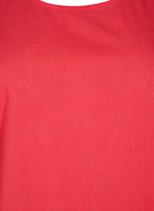 Kortärmad blus i bomullsmix med linne, Hibiscus, Packshot image number 2