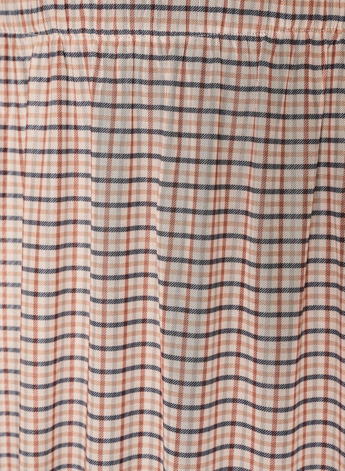 Rutig midikjol i mesh, Beige, Packshot image number 2