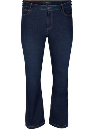 Ellen jeans med bootcut och hög midja, Dark blue denim, Packshot image number 0