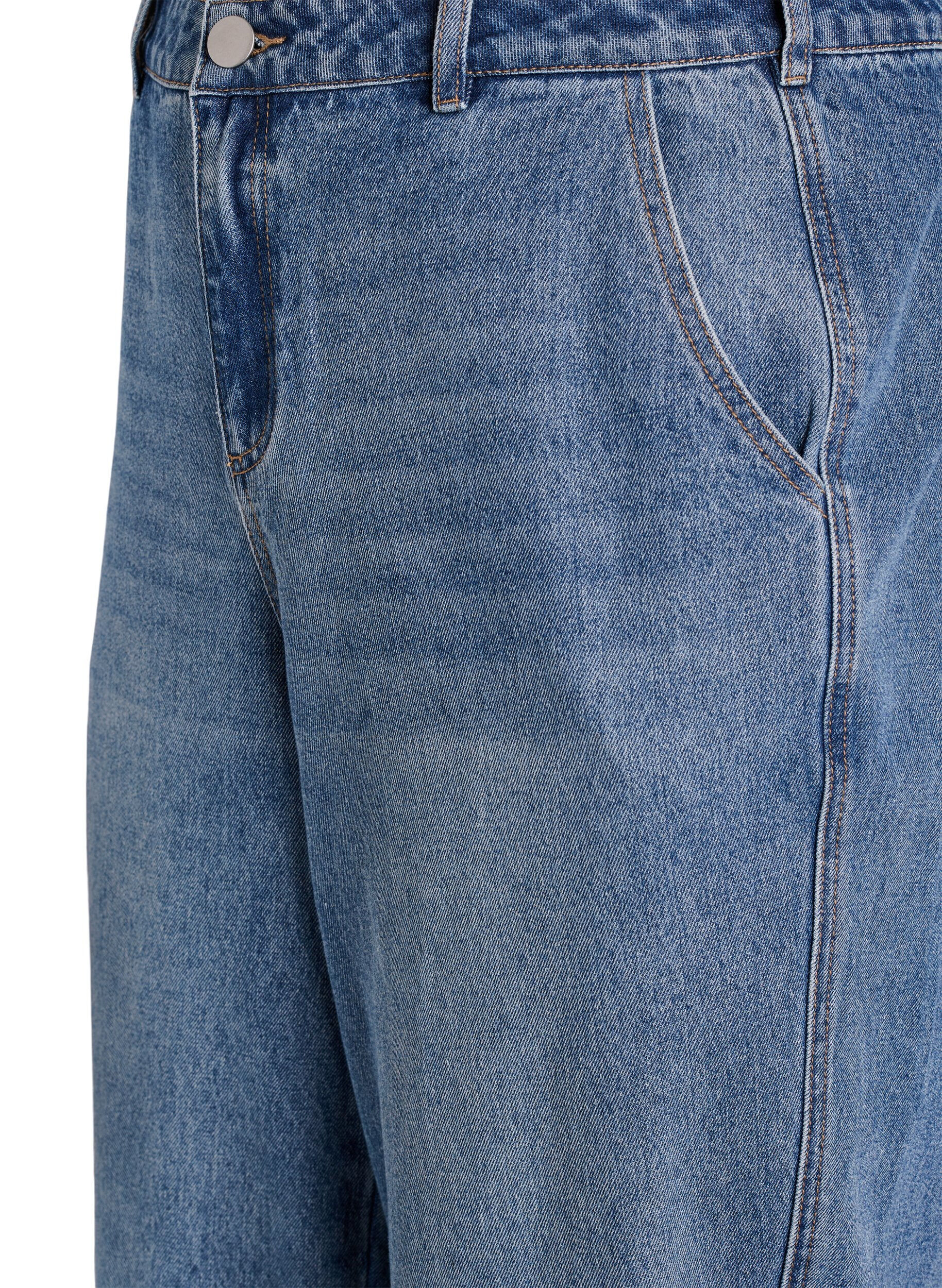 Zizzi Barrel jeans med h&ouml;g midja, Bl&aring;, Packshot image number 2