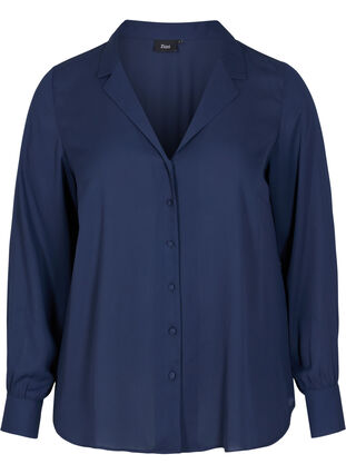 V-ringad skjorta med knappar, Navy Blazer, Packshot image number 0