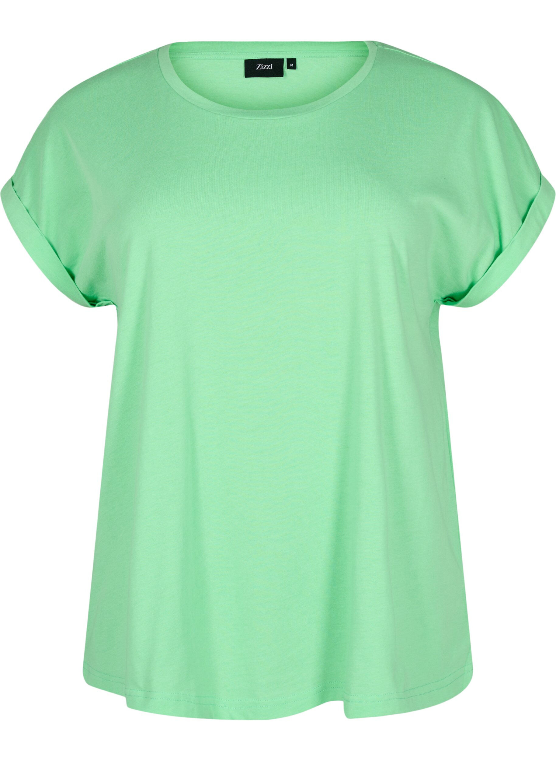 ZizziKort&auml;rmad t-shirt i bomullsblandning, Gr&ouml;n, Packshot image number 0