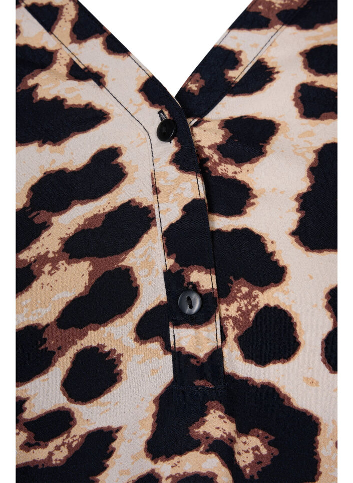 Mönstrad viskosblus med smock, Leo AOP, Packshot image number 2