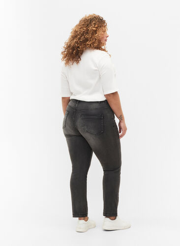 Slim fit Emily jeans med normalhög midja, Dark Grey Denim, Model image number 1