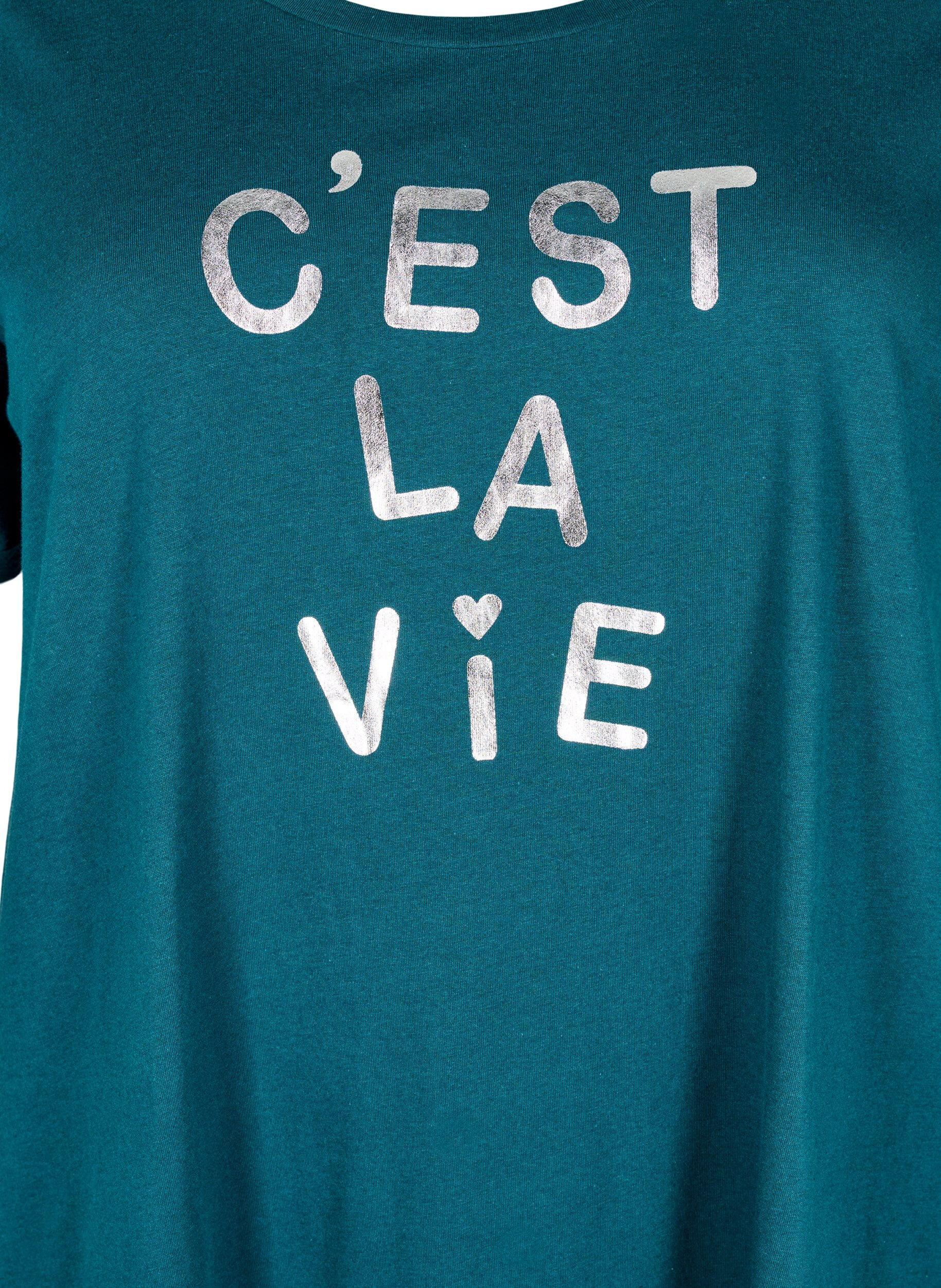 ZizziKort&auml;rmat nattlinne i ekologisk bomull, Gr&ouml;n, Packshot image number 2