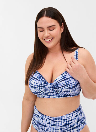 Mönstrad bikini-bh med bygel och uttagbara inlägg, Tie Dye Print, Model image number 0