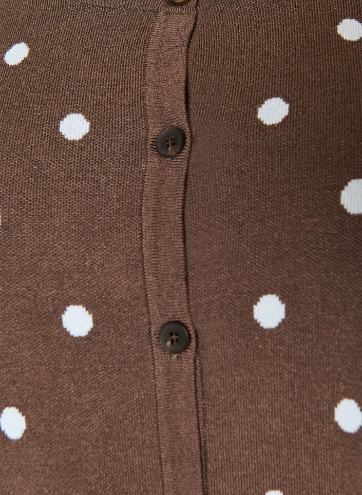 Cardigan med prickar och knappkn&auml;ppning, Brun, Packshot image number 2