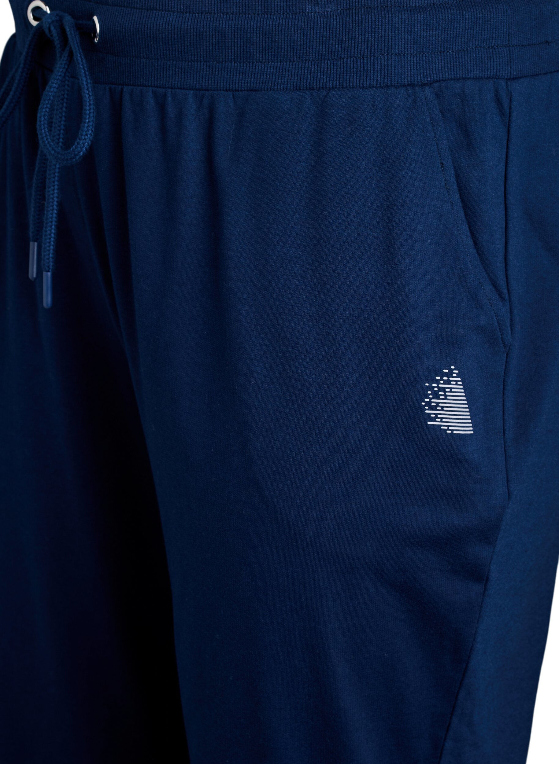 Zizzi L&ouml;sa tr&auml;ningsbyxor med fickor, Bl&aring;, Packshot image number 2