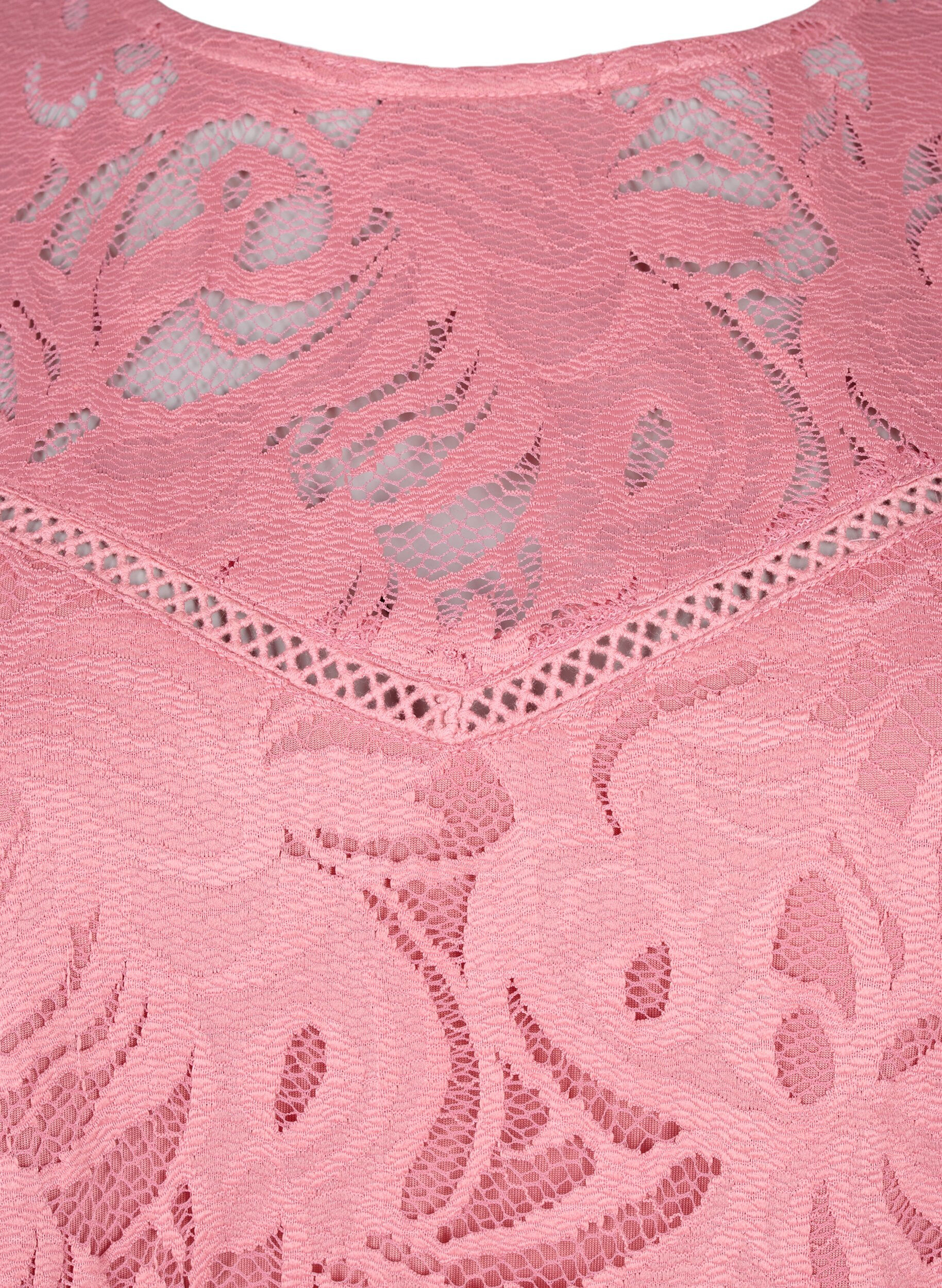 Zizzi Kort&auml;rmad spetsblus, Dusty Rose, Packshot image number 2