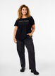 T-shirt i bomull med strassmotiv, Black w. Dream, Model image number 2