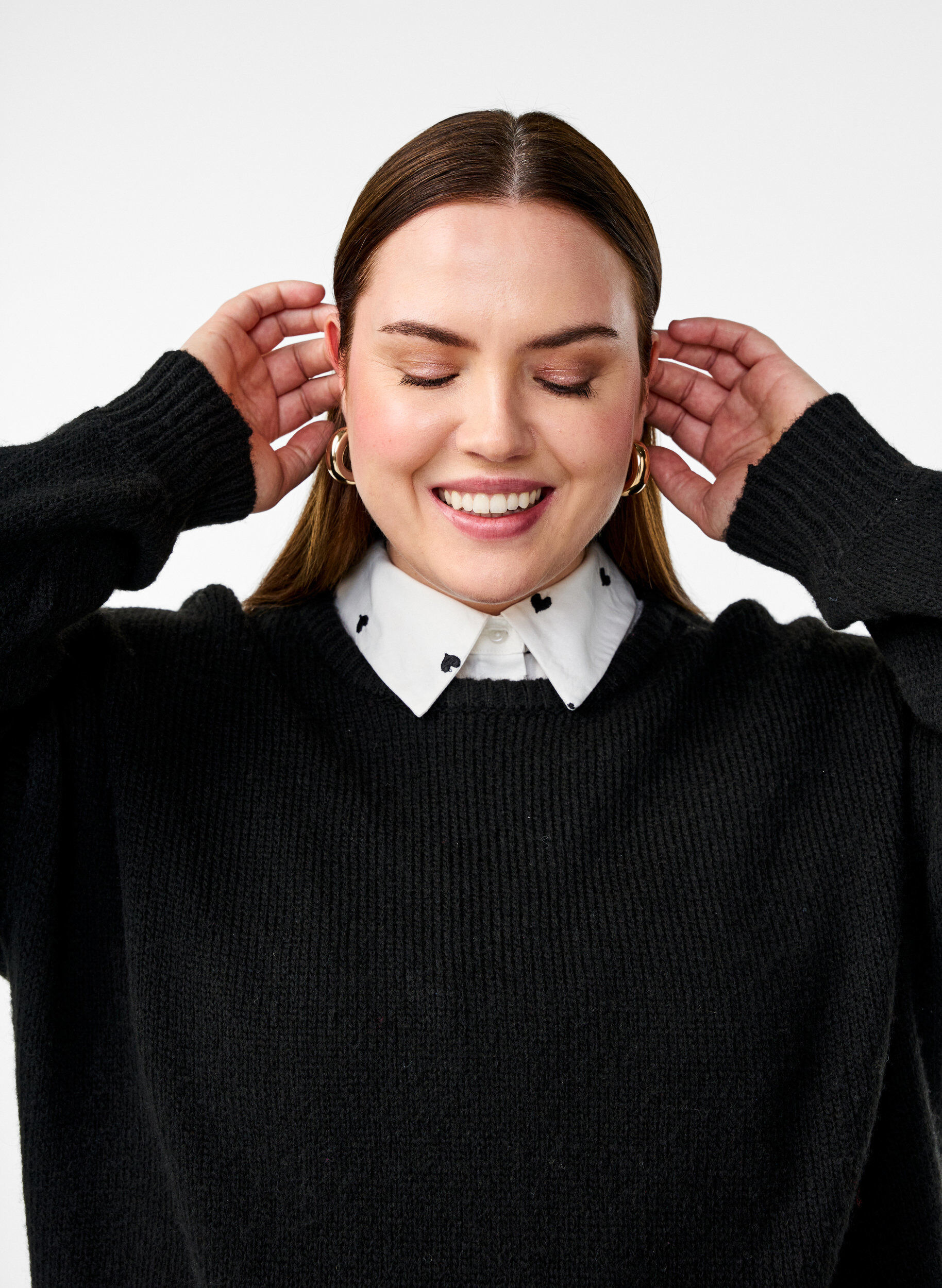 Zizzi L&ouml;s krage med broderade hj&auml;rtan, White, Image image number 0