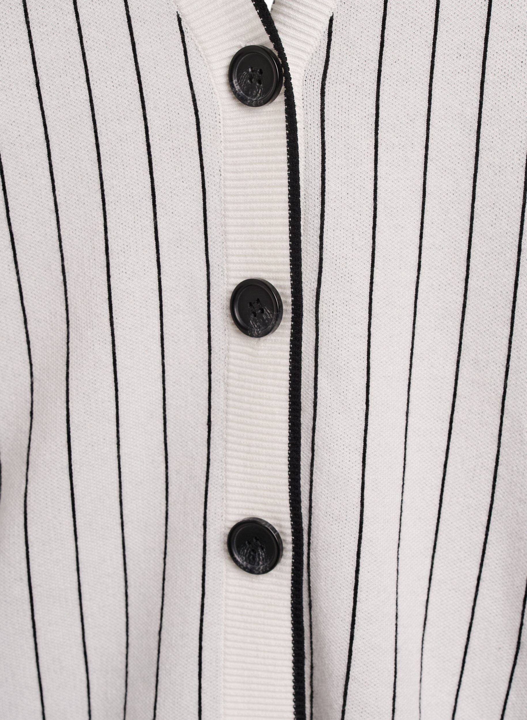 Zizzi Stickad kofta med r&auml;nder och motiv p&aring; ryggen, Vit, Packshot image number 2