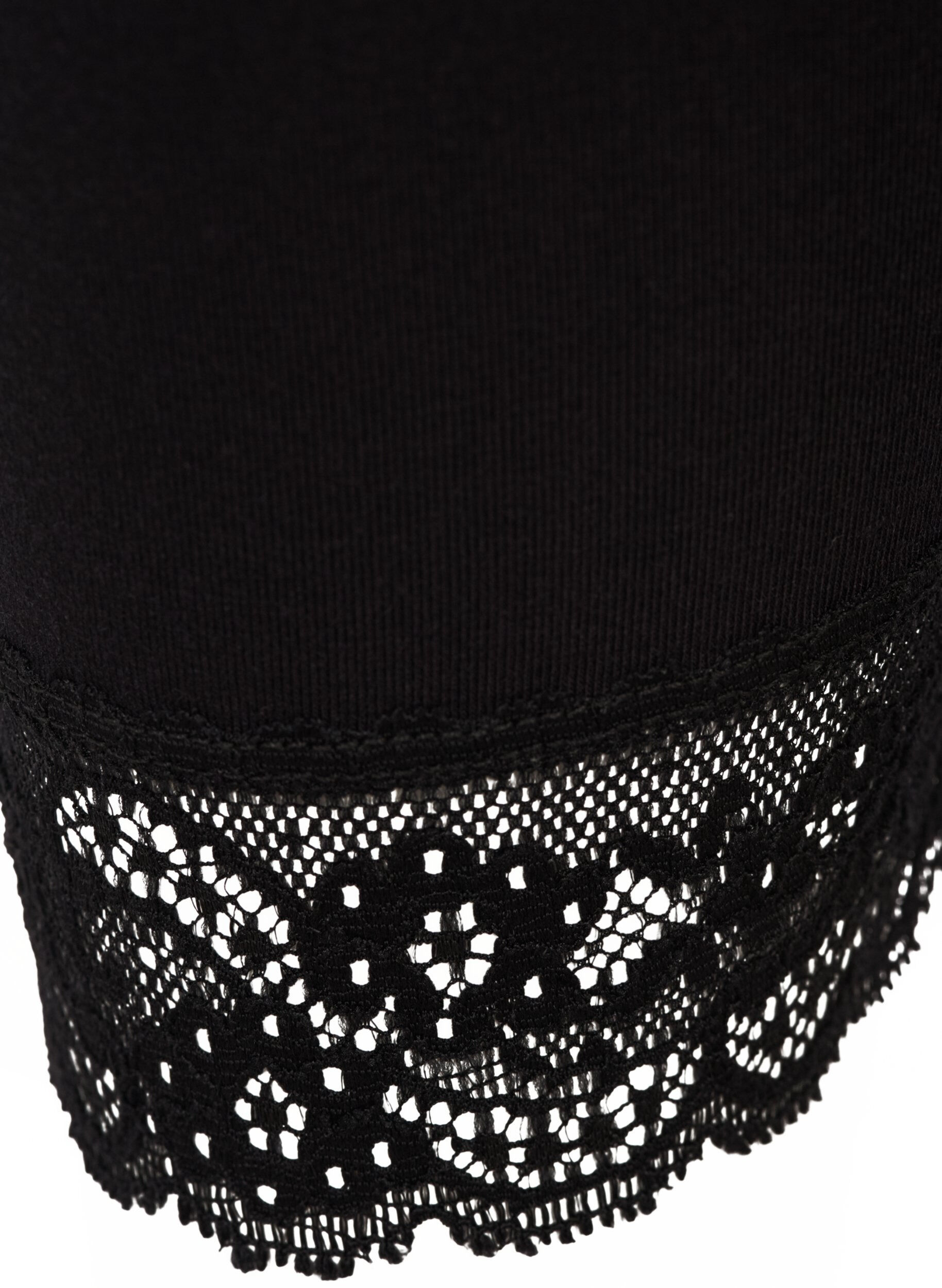 Zizzi 3/4 basleggings med spetskant, Black, Packshot image number 2