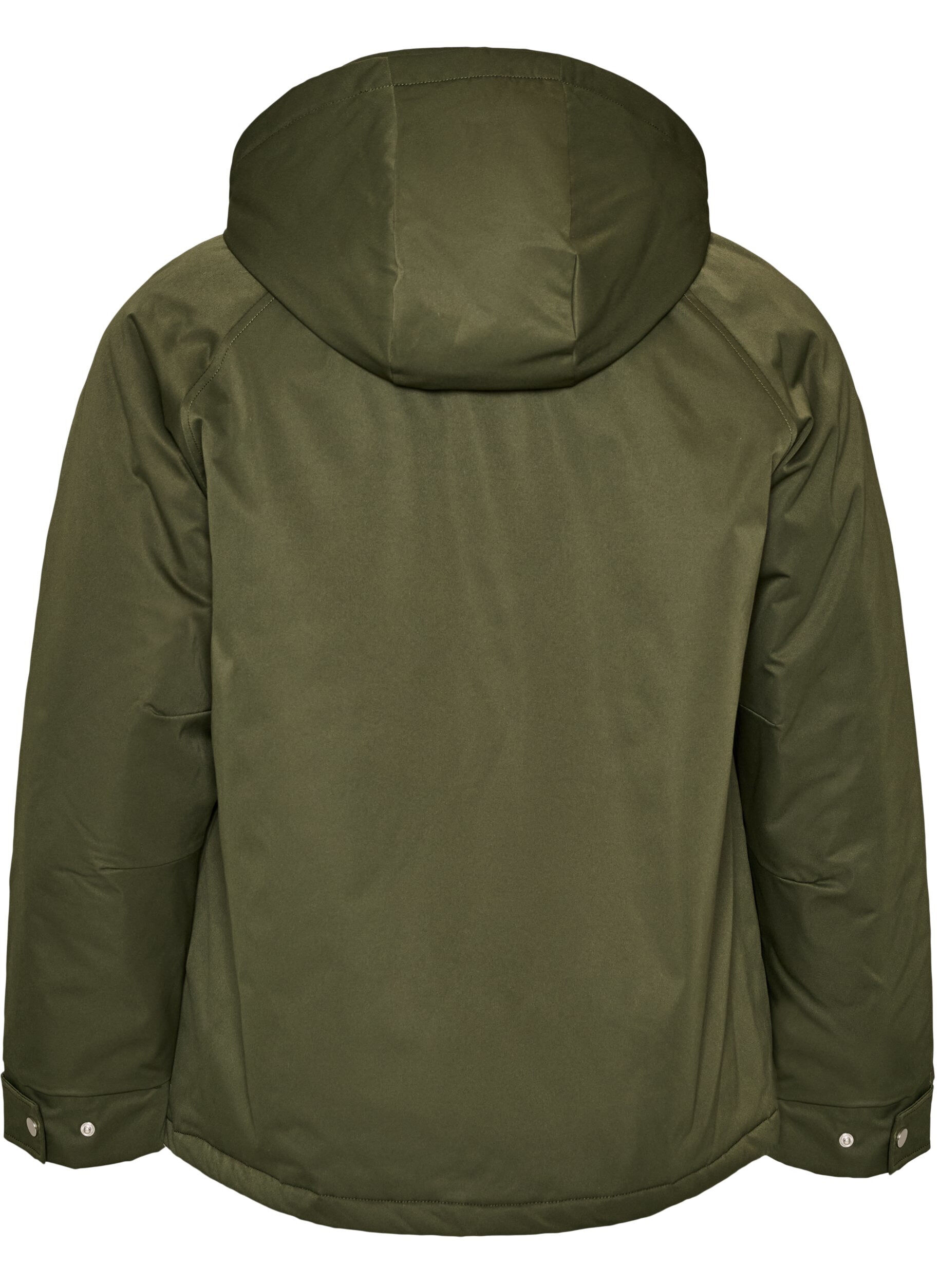 ZizziVadderad parkas med avtagbar huva, Gr&ouml;n, Packshot image number 1