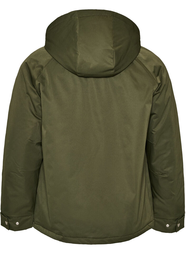 Vadderad parkas med avtagbar huva, Gr&ouml;n, Packshot image number 1