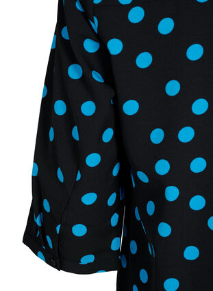 Prickig blus med 3/4-ärmar , Black Blue Dot, Packshot image number 3