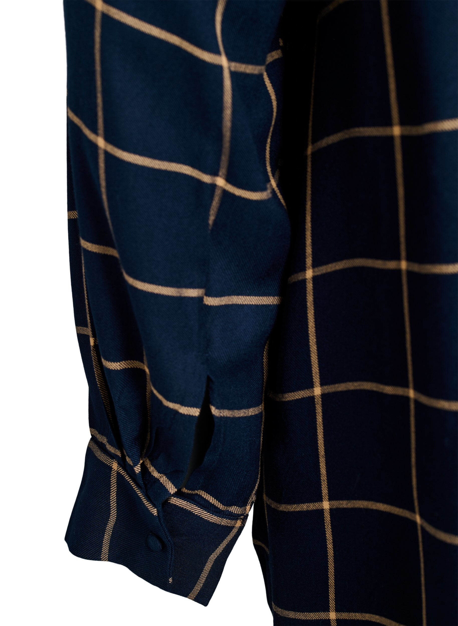 Zizzi Rutig overshirt i bomull, Bl&aring;, Packshot image number 3