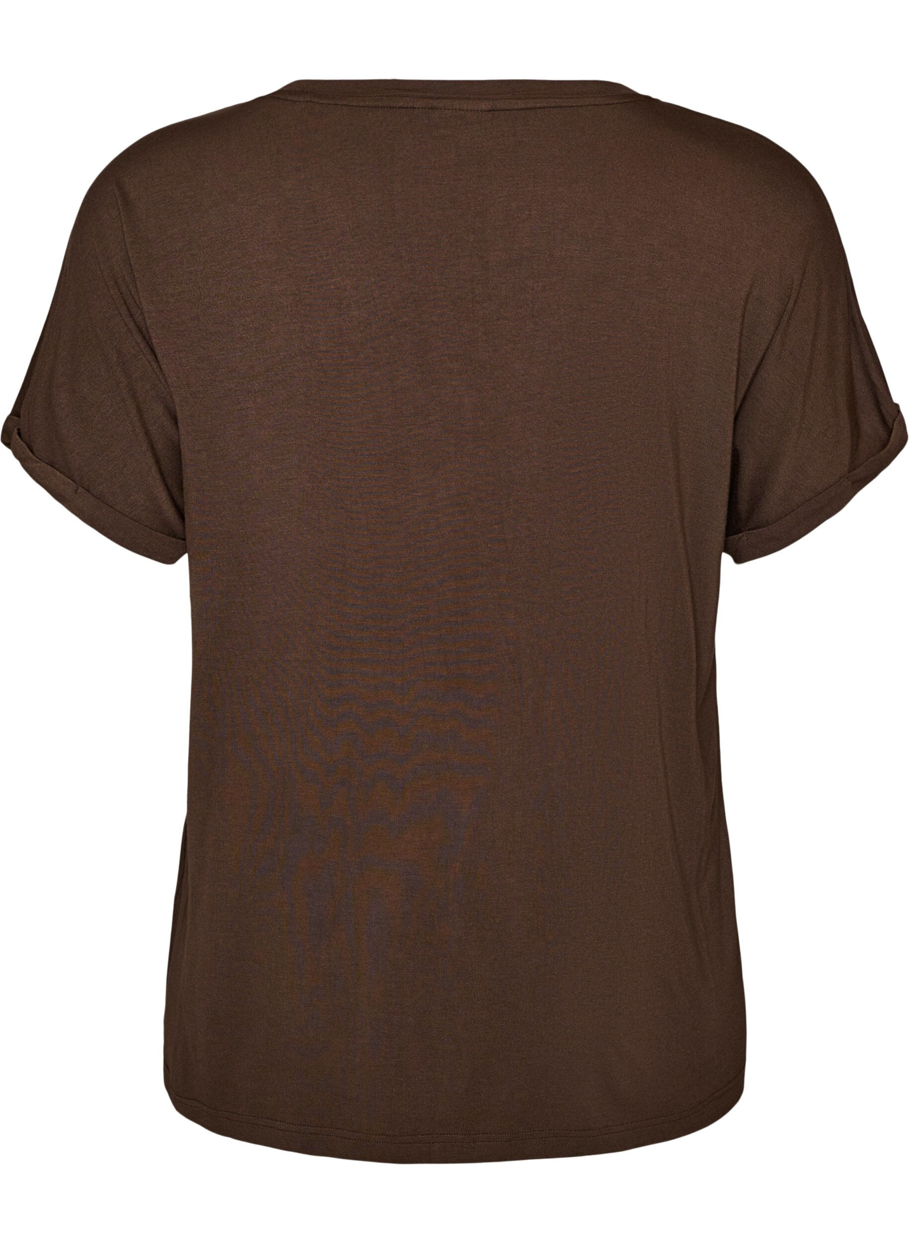 ZizziBas-t-shirt med v-ringning i viskos, Brun, Packshot image number 1