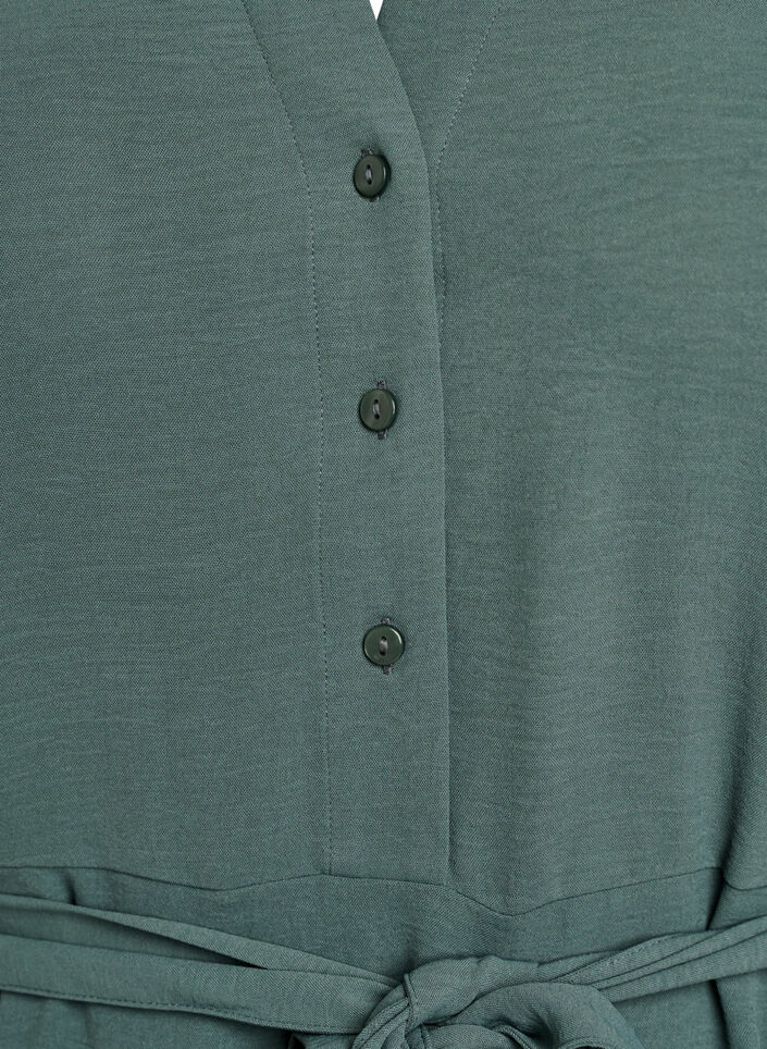 Midi skjortkl&auml;nning med knytb&auml;lte, Gr&ouml;n, Packshot image number 2